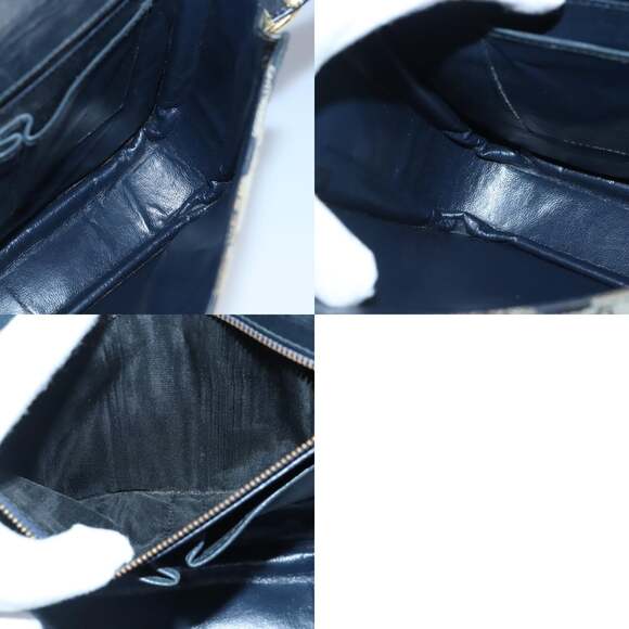 CELINE C Sulky Shoulder Bag Canvas Leather Navy Gold - Picture 12 of 12